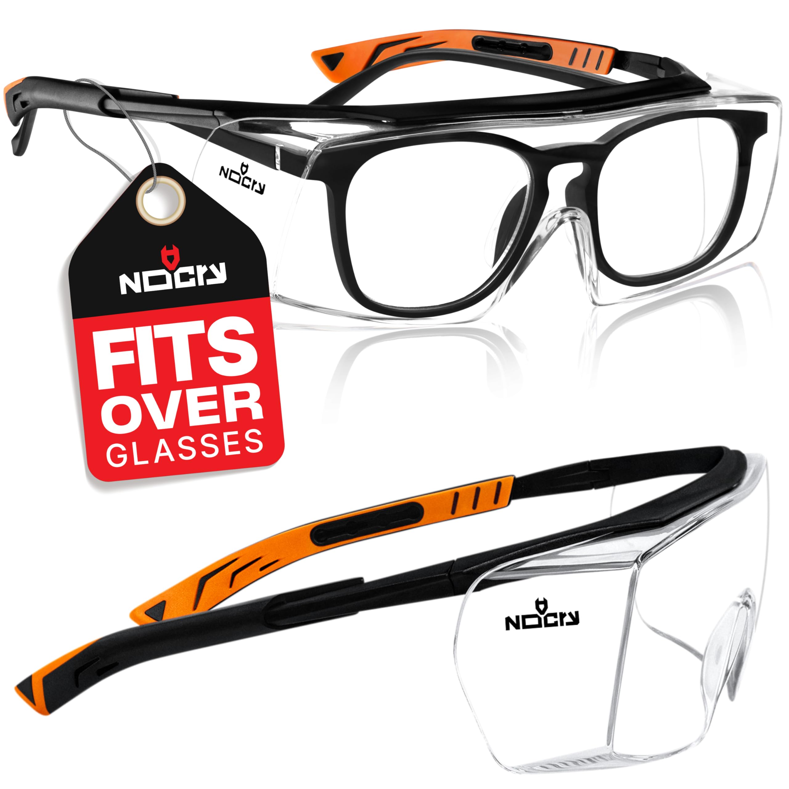 NoCry Over-Glasses Safety Glasses | ANSI Z87 Clear Anti-Scratch Lenses