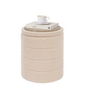 PINPLUS Round Ottoman Storage, Convertible Table, Beige, 37x37x45 cm
