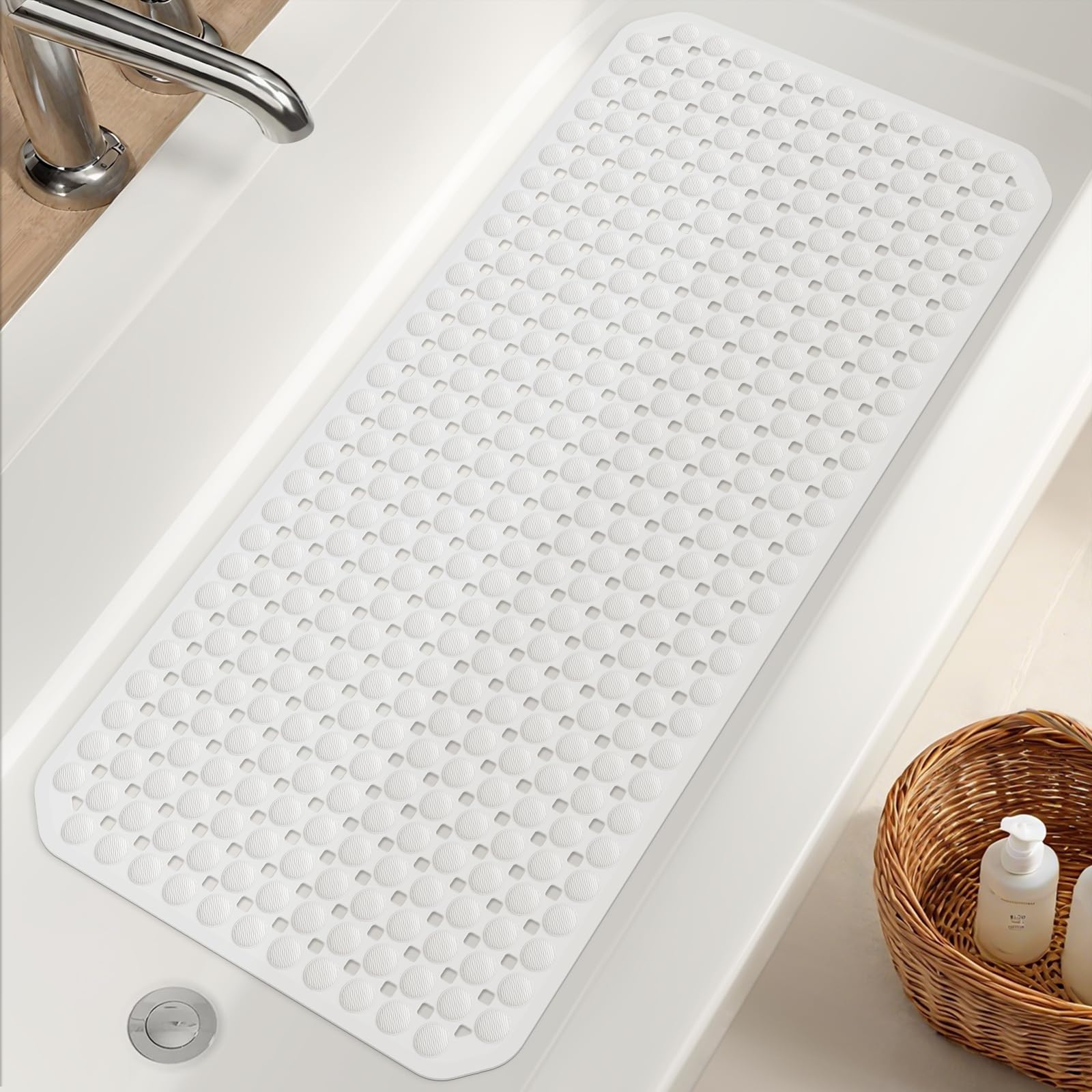 OTHWAY Non-Slip TPE Bathtub Mat | 41x91cm Machine Washable Shower Mat