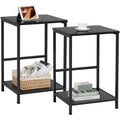 AMHANCIBLE Side Tables Set of 2 | 2-Tier Industrial End Tables for Small Spaces