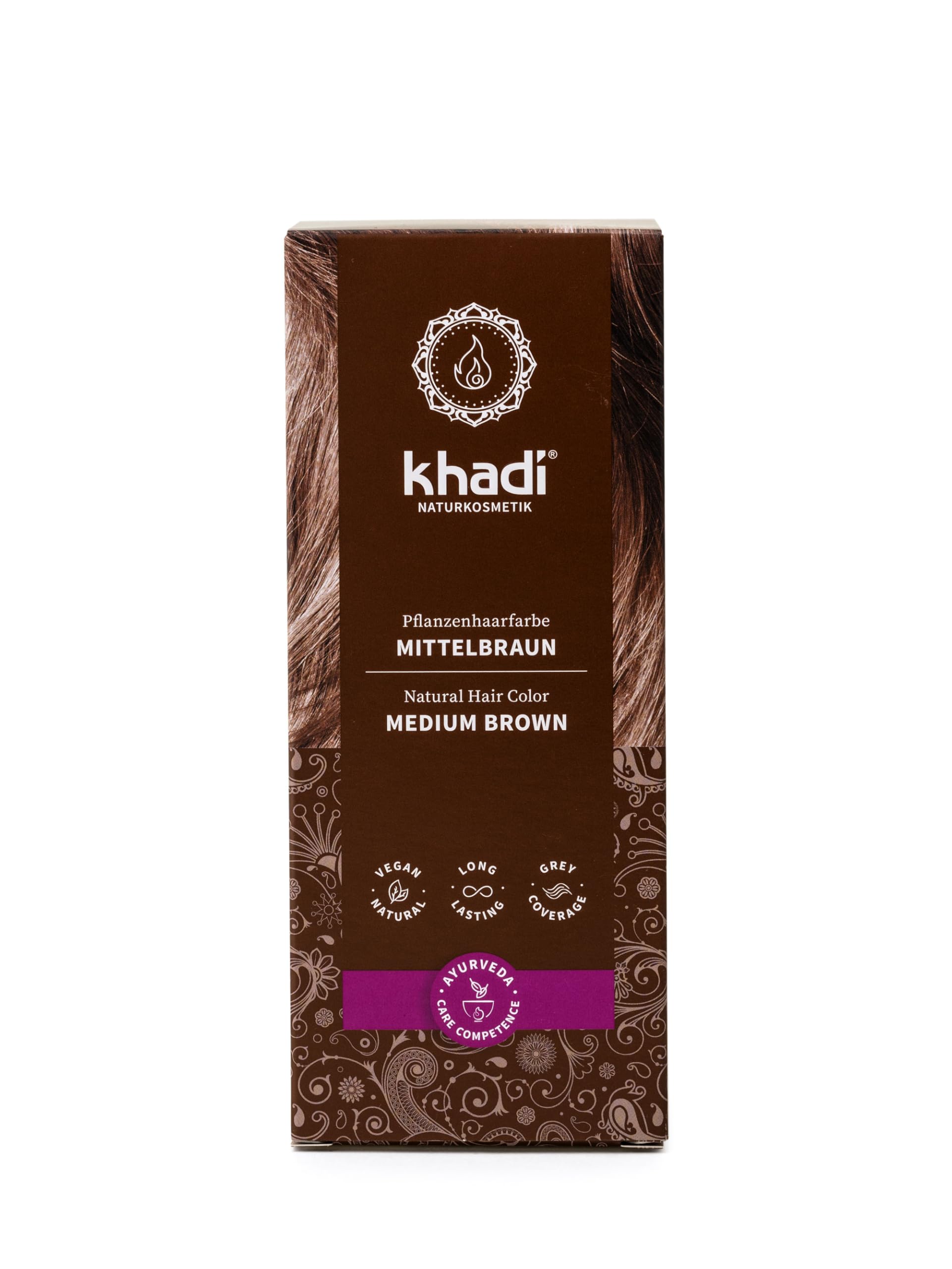 khadi Medium Brown Natural Hair Colour – 100% Plant-Based Dye – 100g