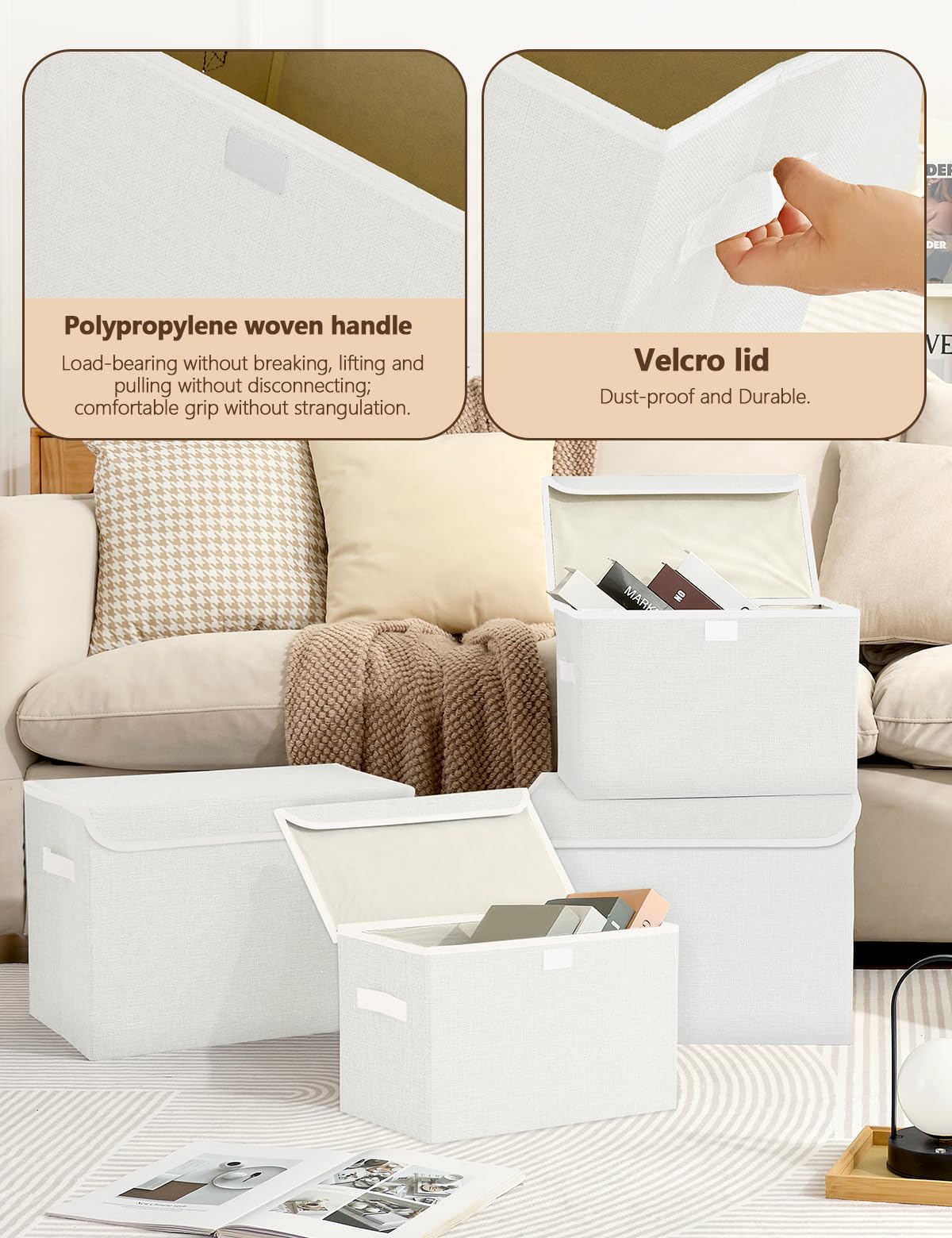Bagnizer Medium Collapsible Storage Baskets Foldable with Lids 3PCS - image 3
