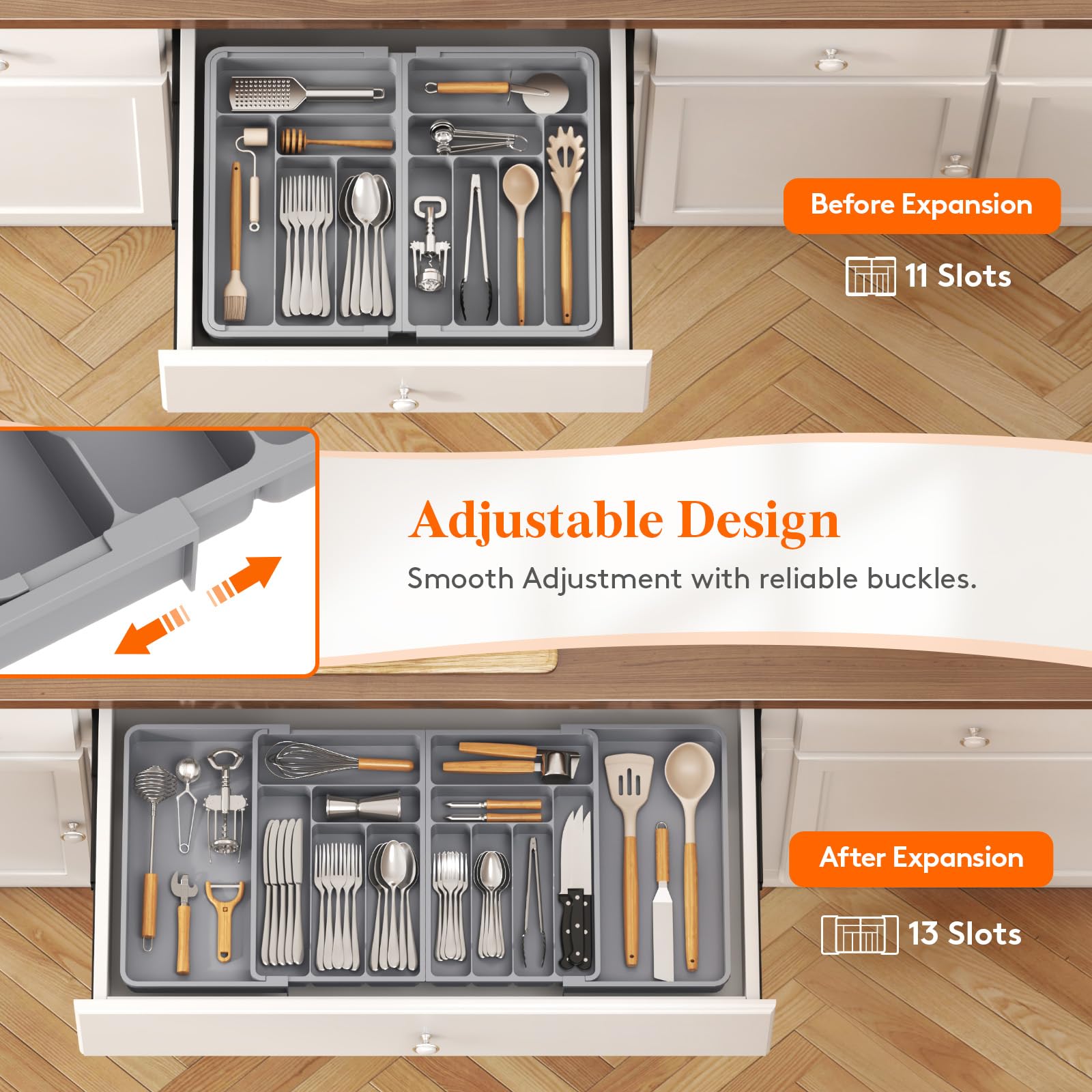 Lifewit Extra Large Cutlery Drawer Organiser | Expandable Utensil Tray