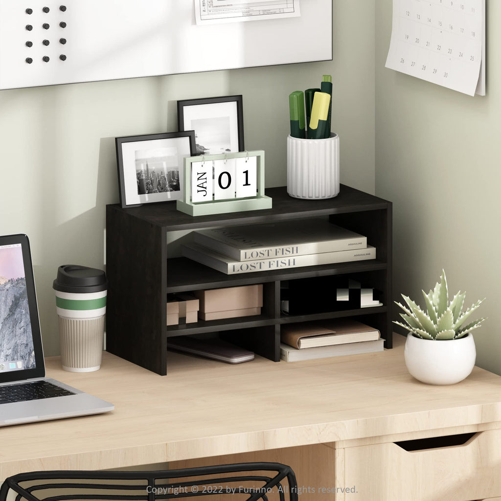 Furinno Desk Top Organizing Shelf Bookcase, Espresso, 19.8 D x 41.7 W x 23.6 H cm