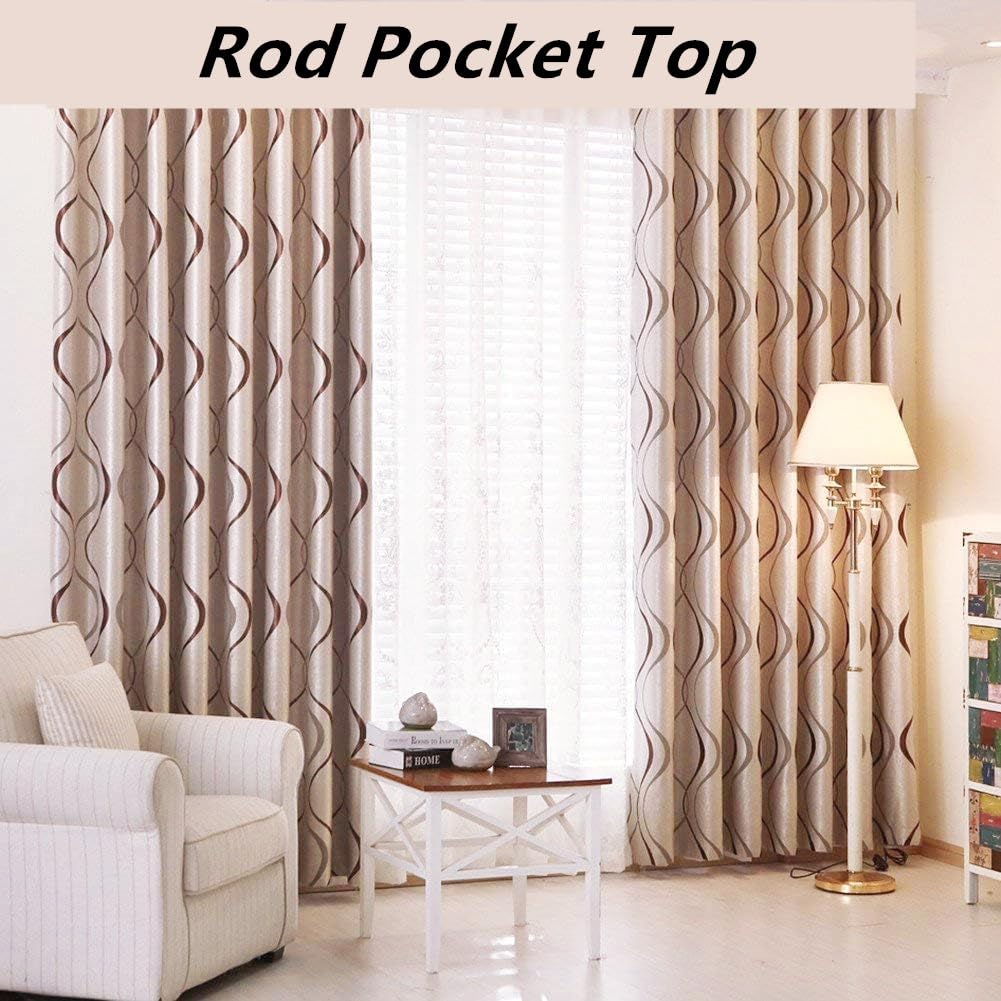 MYRU Striped Rod Pocket Curtains | 2-Panel Light Filtering Drapes, 66x90