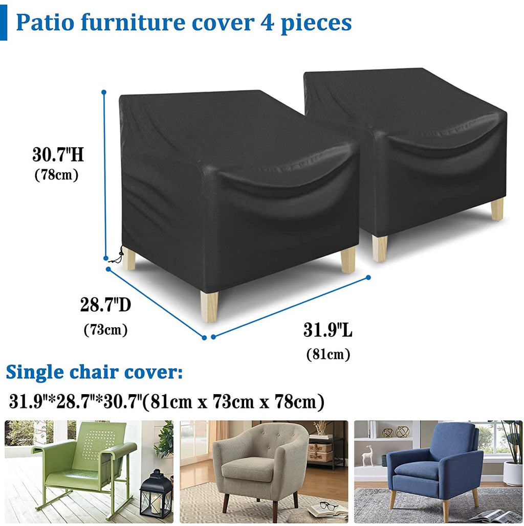 4-Piece Patio Furniture Cover Set – 420D Heavy Duty Oxford