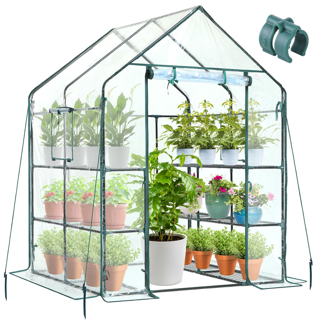 Ohuhu Walk-in Greenhouse – 3 Tiers 12 Shelves Portable PVC Plant House