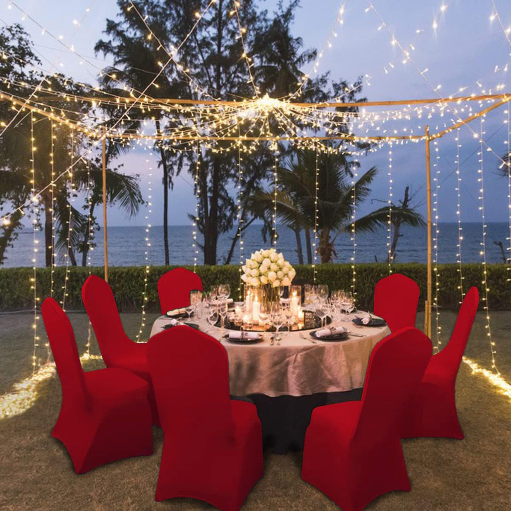 Kapwall 12-Pack Red Spandex Chair Covers | Stretch Washable Banquet Decor