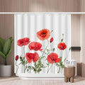 Woutay Red Poppies Shower Curtain – Mold Resistant Waterproof Polyester