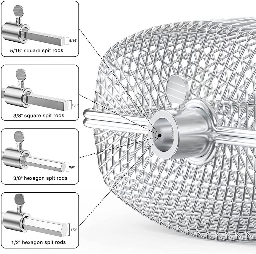 Onlyfire 2-Pack Rotisserie Spit Grill Basket Cage | Stainless Steel Mini Size