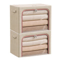 Douzi 2 Pack Clothes Storage Boxes Closet Organizers and Storage, Foldable Cloth Steel Frame Box for Storing Bedding,Blankets-Khaki-66L - image 1