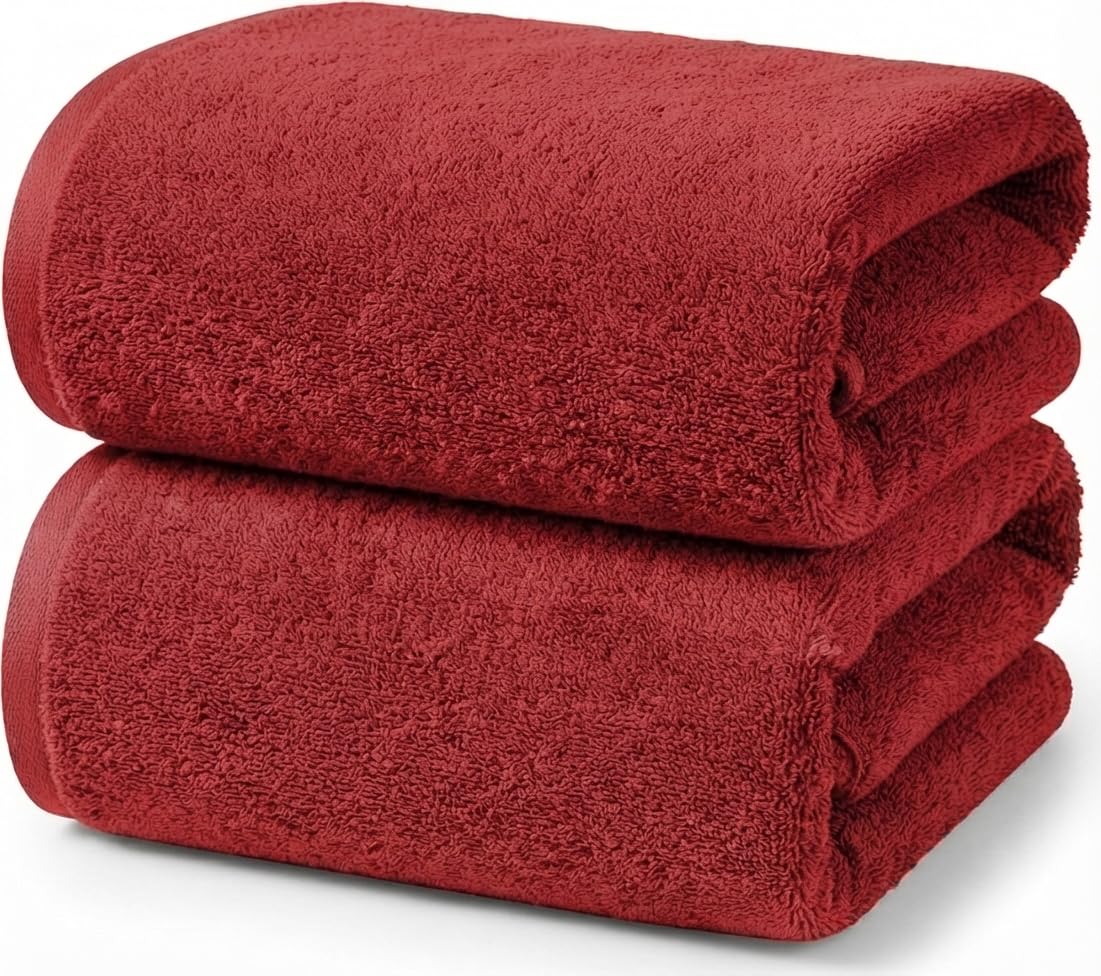 Ruggeri, Set 2 Bath Towels 70x140 cm, Cotton, Red - image 1