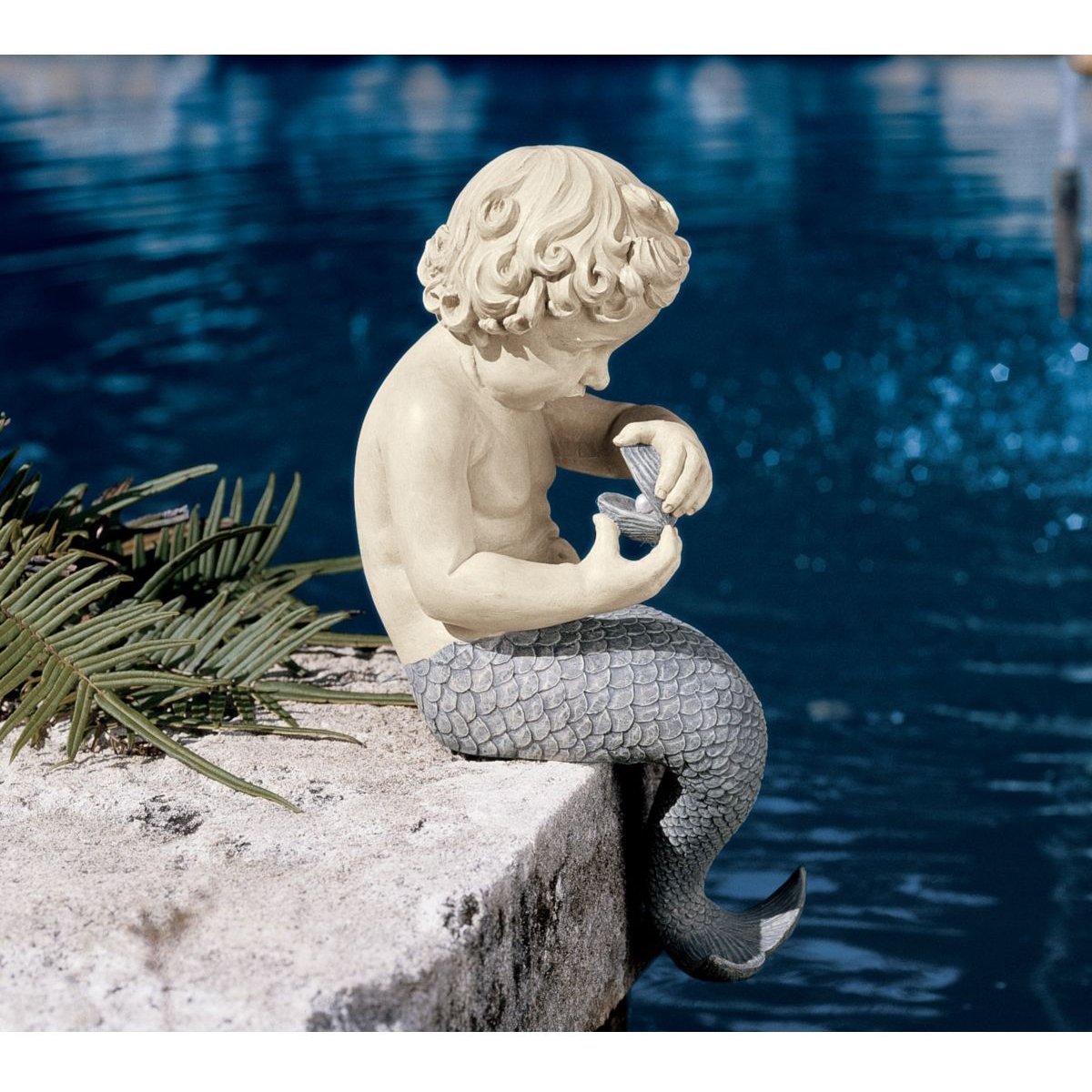 Design Toscano Ocean's Little Treasures Sitting Garden Sculpture, Grey