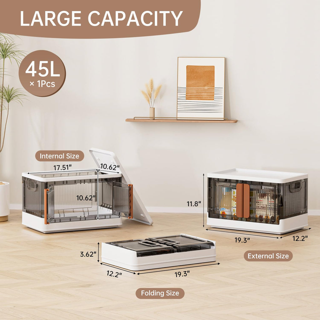 HAIXIN 45L Stackable Storage Box with Lids – Foldable Plastic Organiser