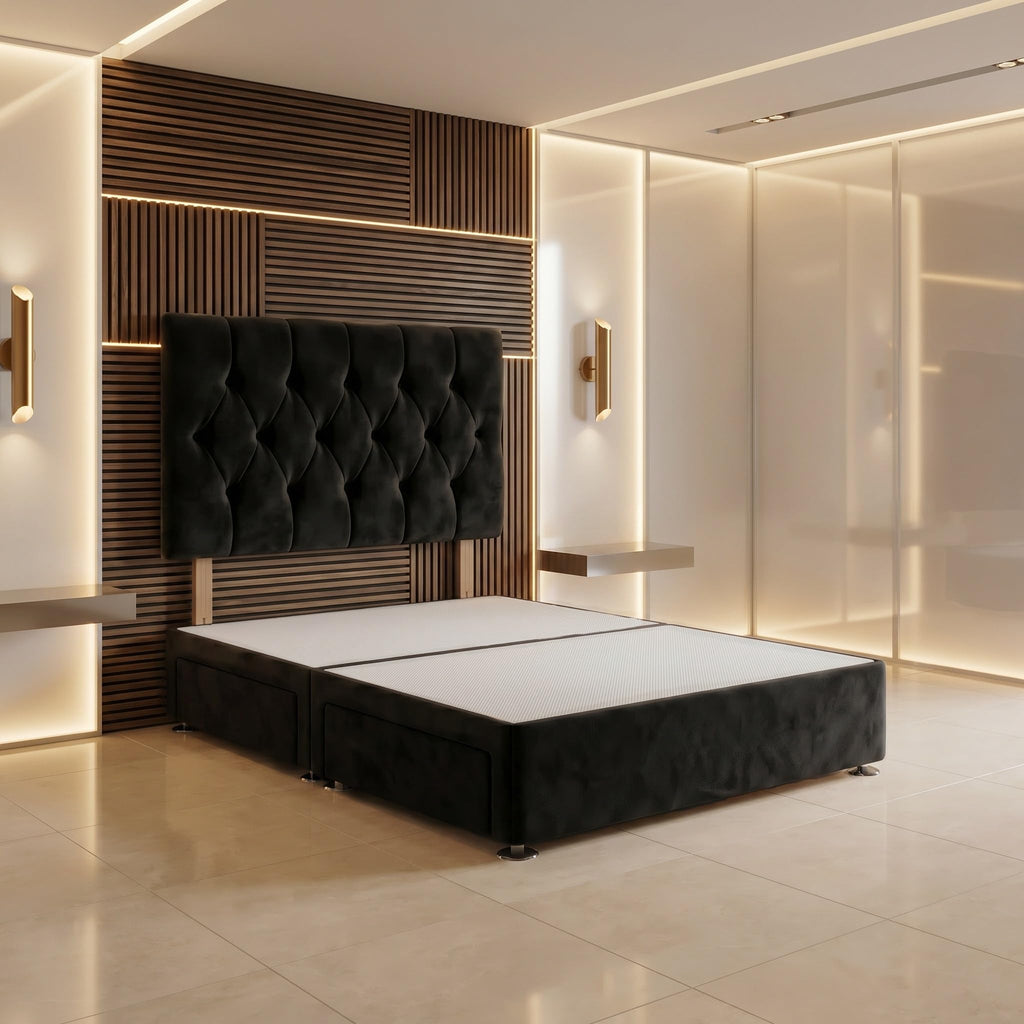 Bed Centre Ziggy Plush Small Single Divan Base 30" Headboard, Black, 0 Draw - image 2