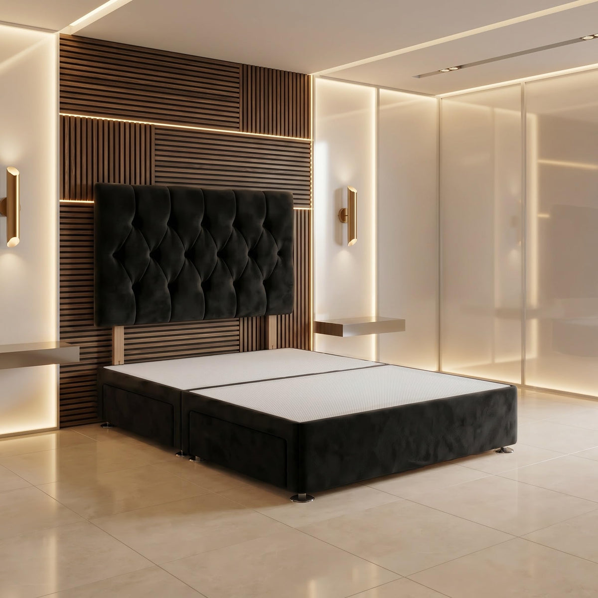 Bed Centre Ziggy Plush Small Single Divan Base 30" Headboard, Black, 0 Draw - image 2
