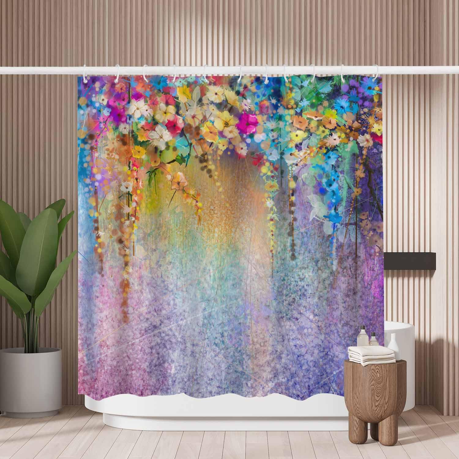 Colorful Flower Shower Curtain – Mold Resistant Polyester