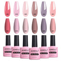 AIMEILI Pastel Nude Gel Nail Polish Set - 6pcs Soak Off UV LED Kit
