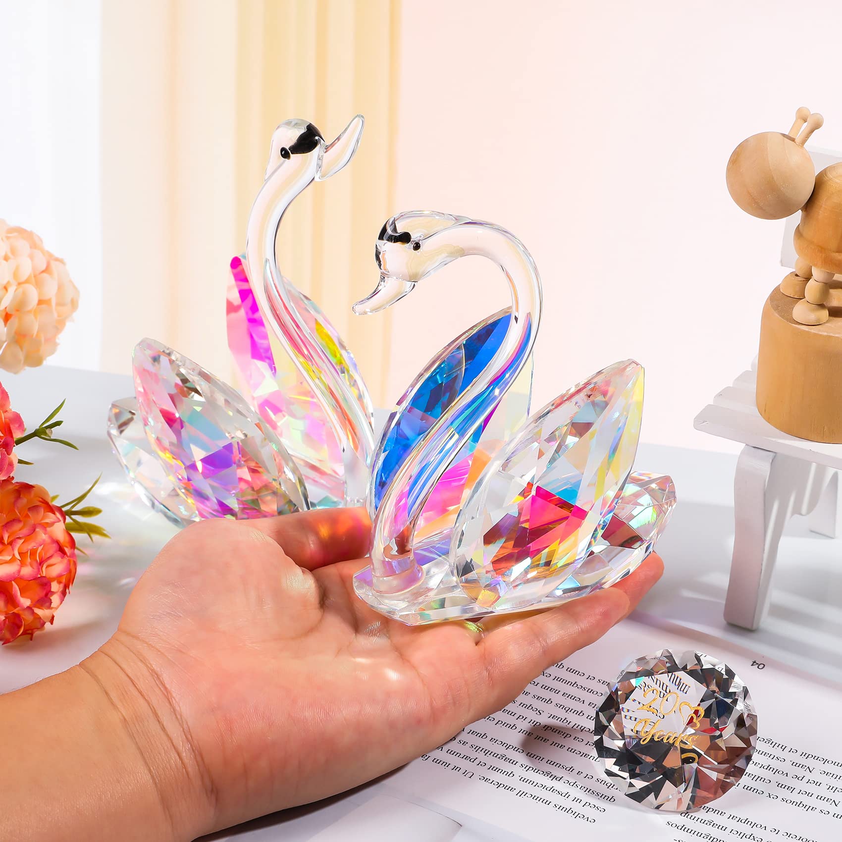 Crystal Swan Set – 20th Wedding Anniversary Glass Keepsake
