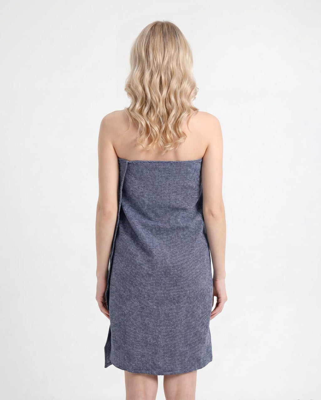 HSOFTIFY 100% Pure Linen Waffle Weave Bath Towel with Hanging Loop, Blue - image 5