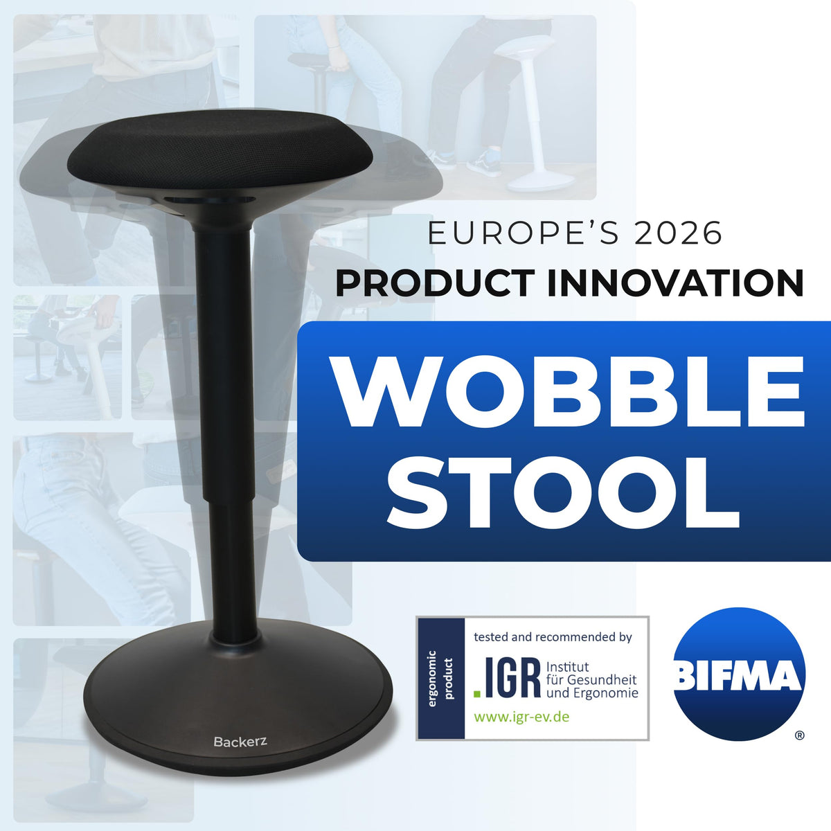 Backerz Ergonomic Desk Stool for Office – Height Adjustable Wobble Stool 40-60 cm - image 2