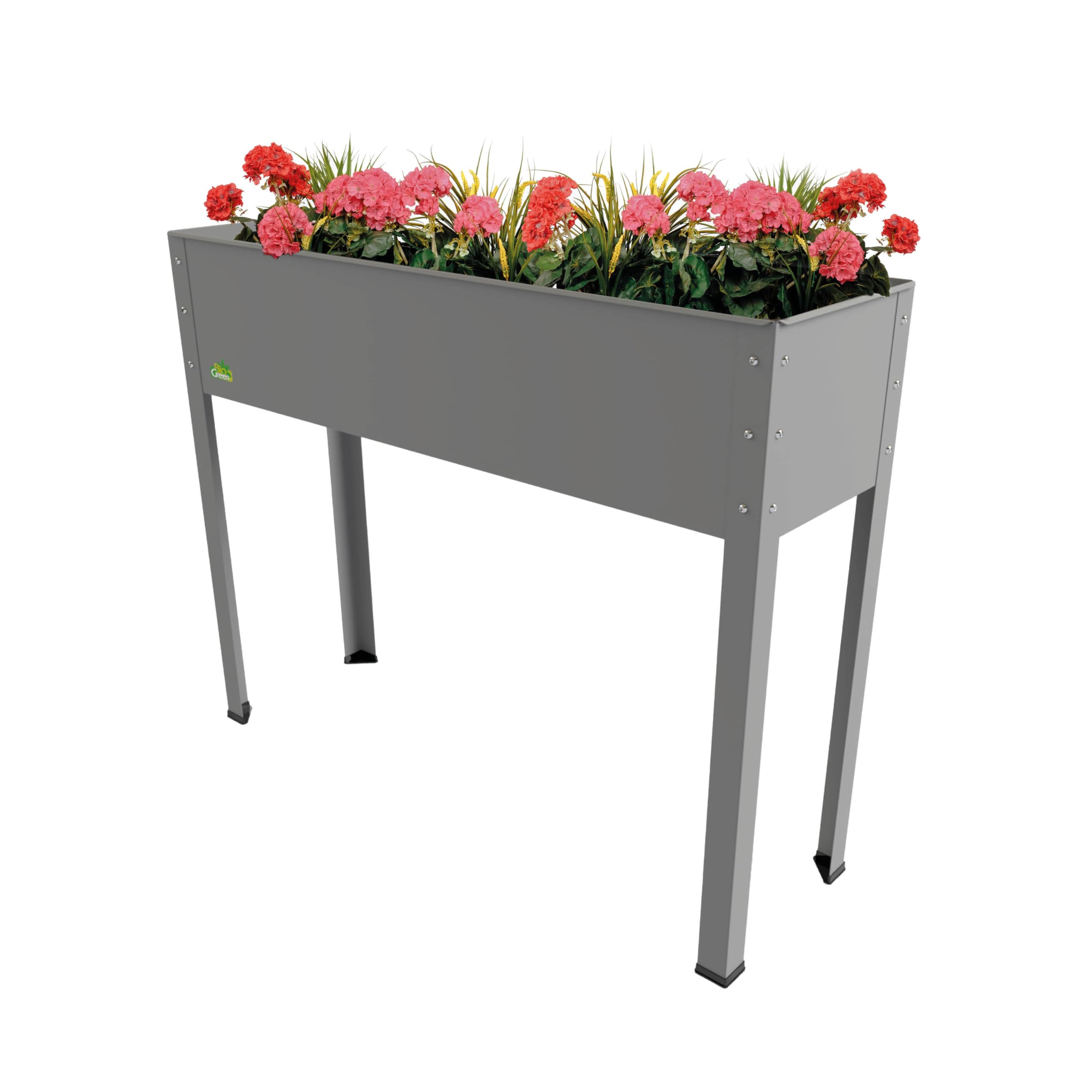 Bio Green Freising Metal Raised Planting Bed – Grey Galvanized Steel