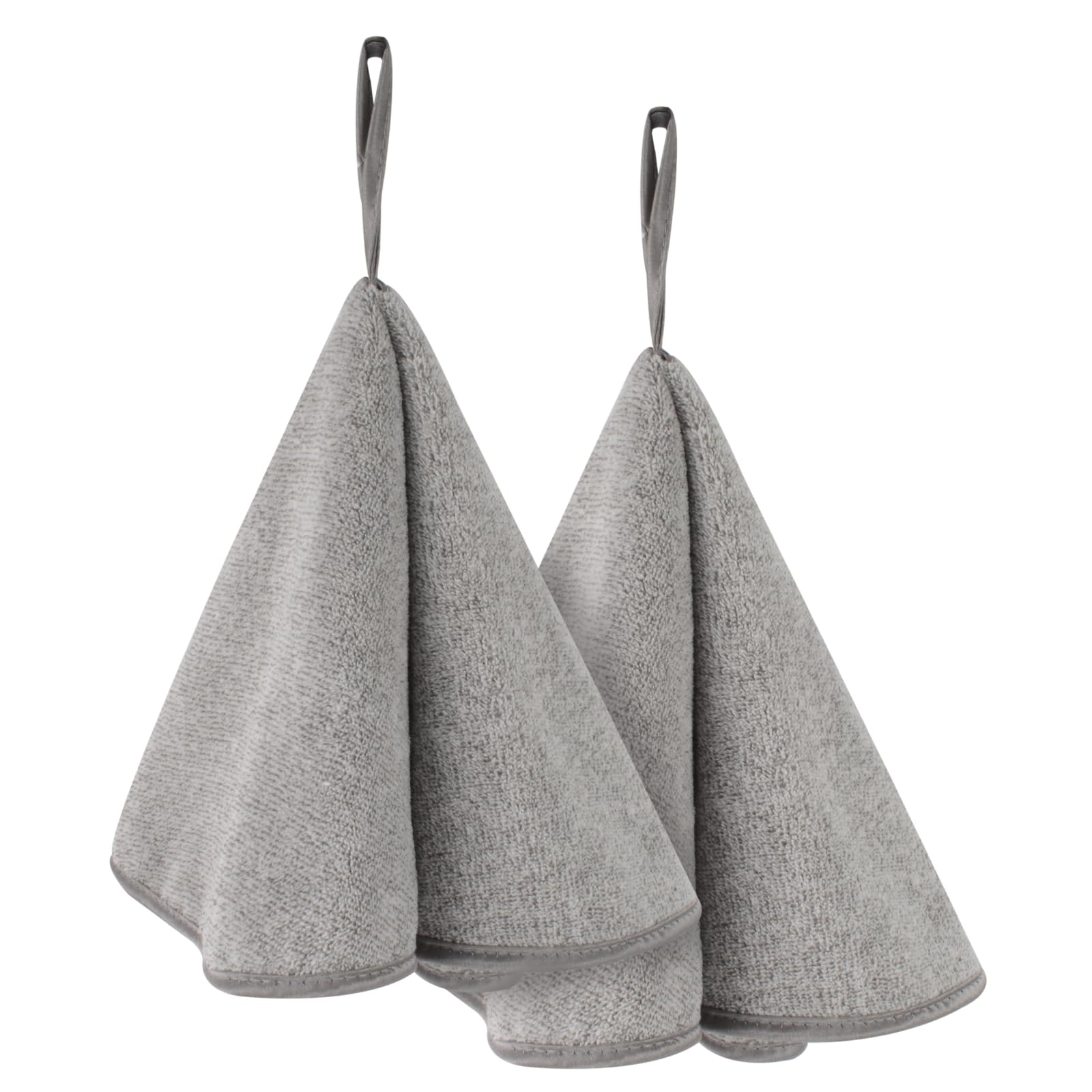 VIVOTE Bamboo Charcoal Hand Towels – Round Quick-Dry Microfibre, Grey 2-Pack