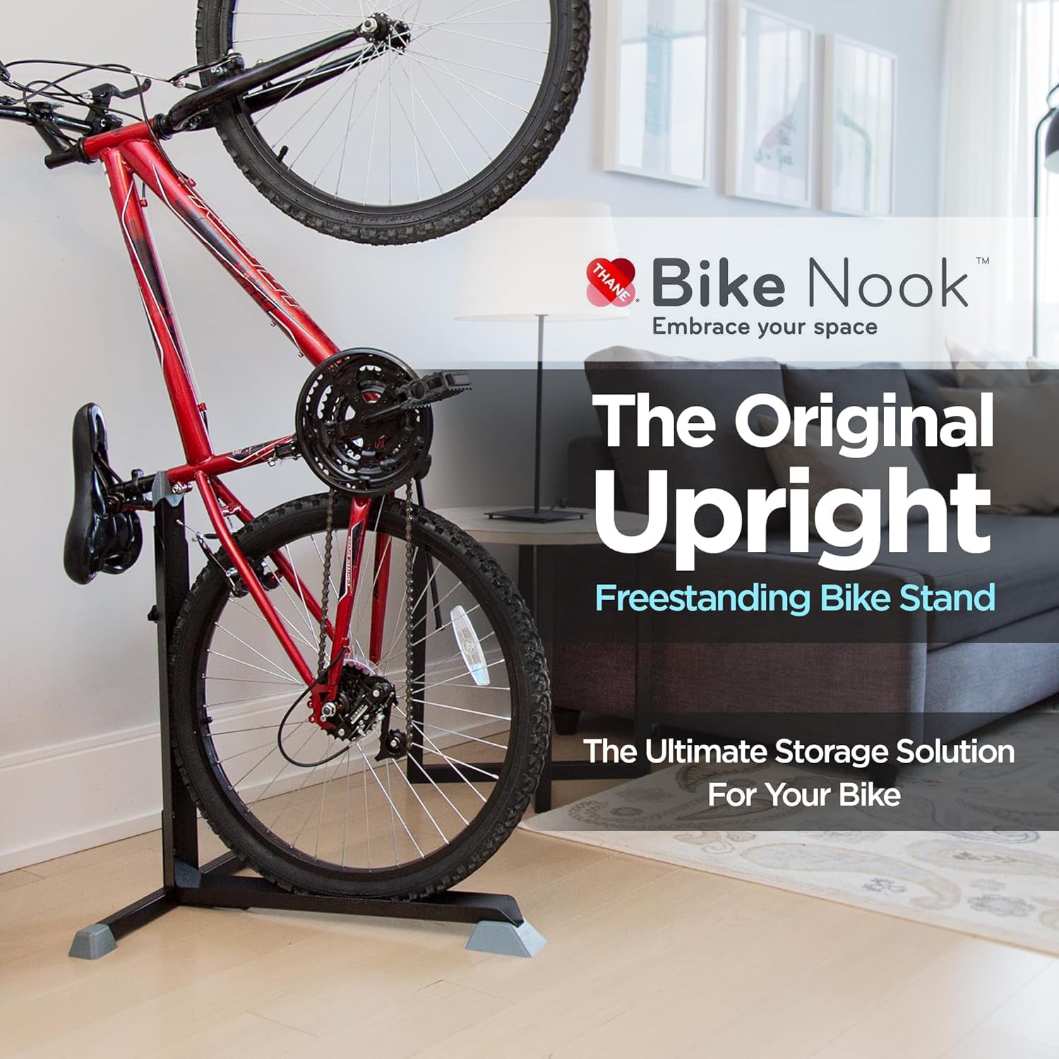 Bike Nook Upright Bicycle Stand – Adjustable Indoor Space-Saving Rack