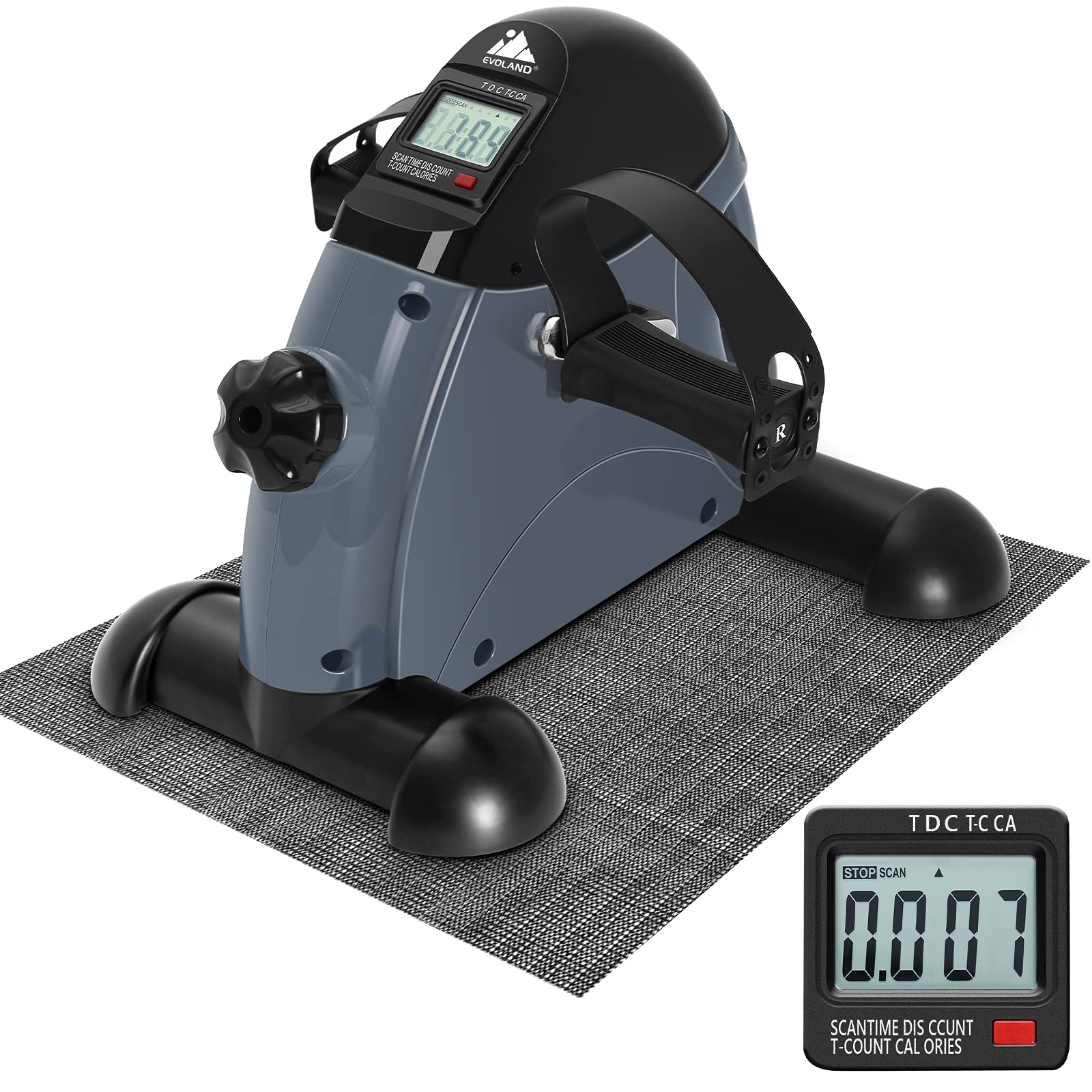 EVOLAND Mini Exercise Bike – Under Desk Pedal Exerciser with Handle | Black