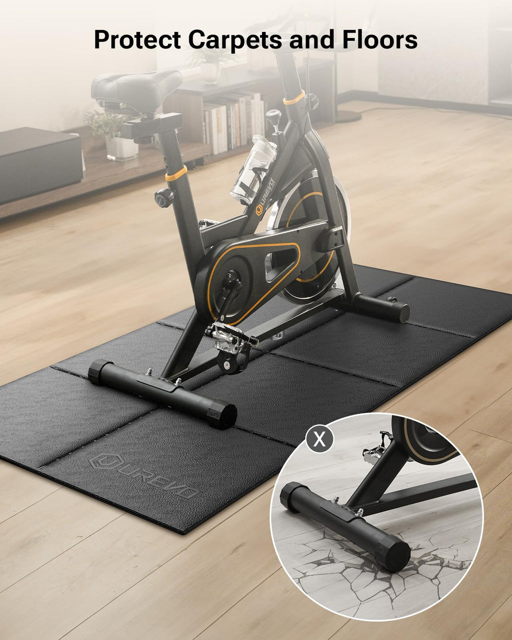 UREVO Foldable Treadmill Mat – Non-Slip Waterproof Home Gym Floor Mat