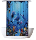 Ulticool Dolphin Sea Shower Curtain – 120x200cm Anti-Mould Blue Polyester