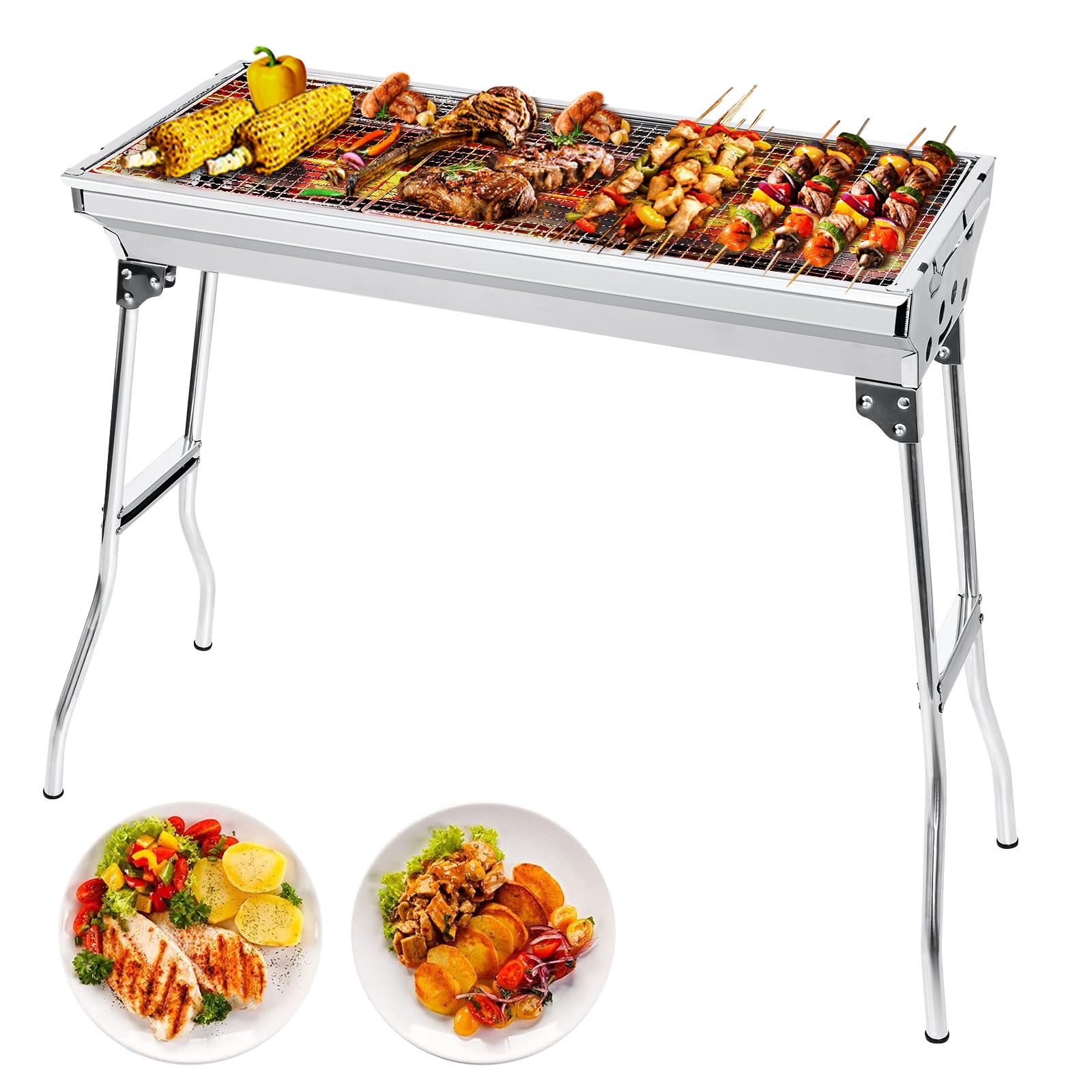 AGM Portable Charcoal BBQ Grill | Foldable Stainless Steel Outdoor Grill