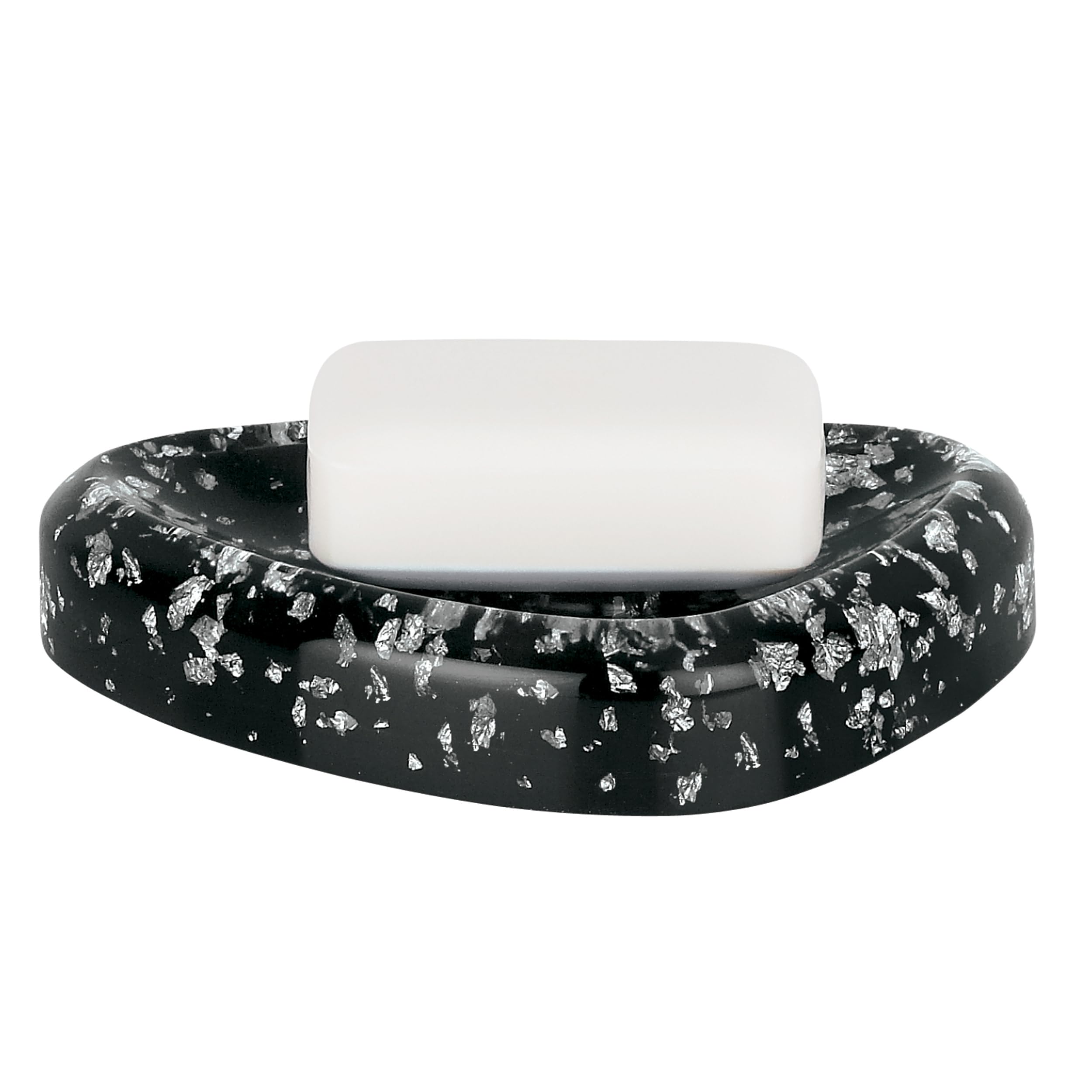 Spirella Etna Black Glitter Soap Dish | Durable Polyresin Bathroom Decor