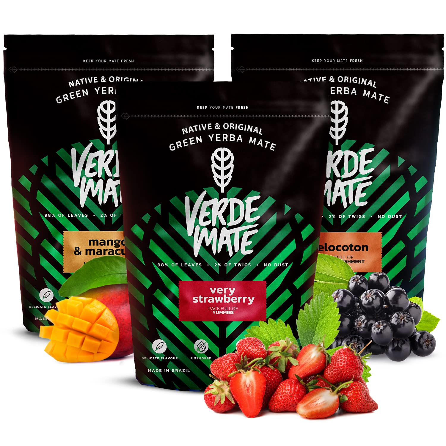 Verde Mate Green Fruity Yerba Mate Tea Set - 3x500g Brazilian Fruit Mix