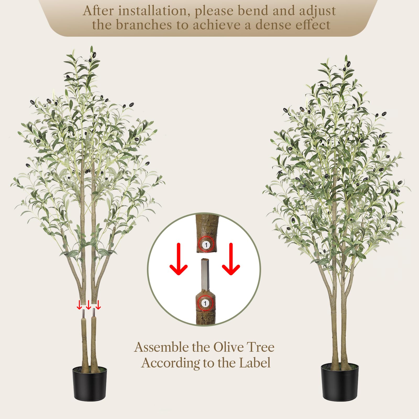 Alupssuc 5FT Artificial Olive Tree | Lifelike Faux Silk Floor Plant