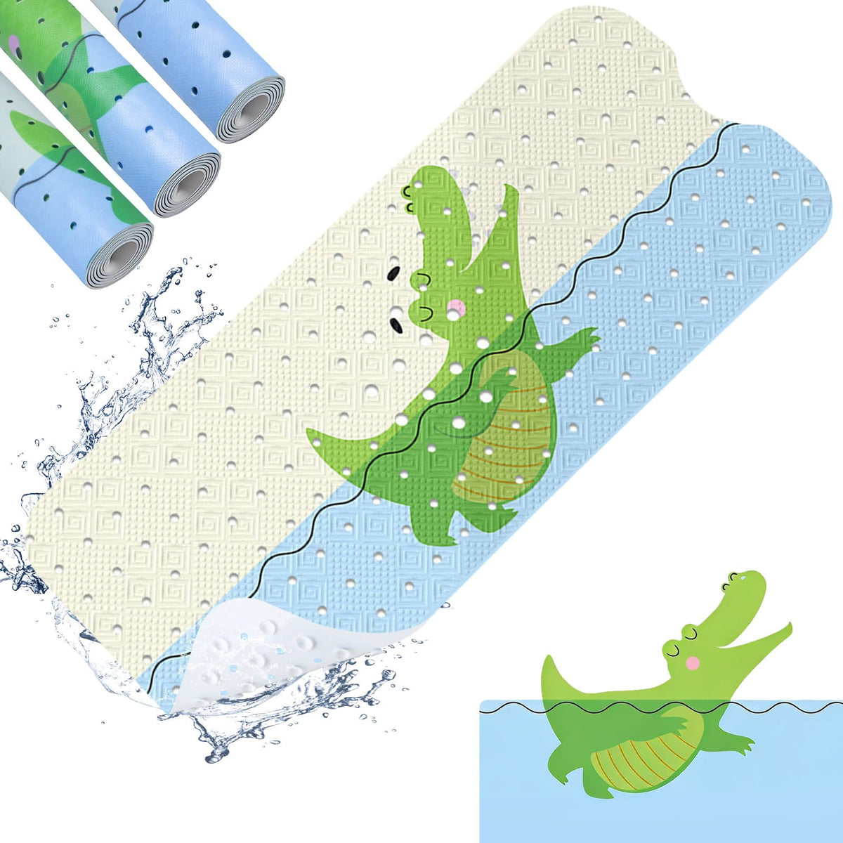 zxevg Baby Bath Mat Non Slip Anti Mould 100x40cmCrocodile