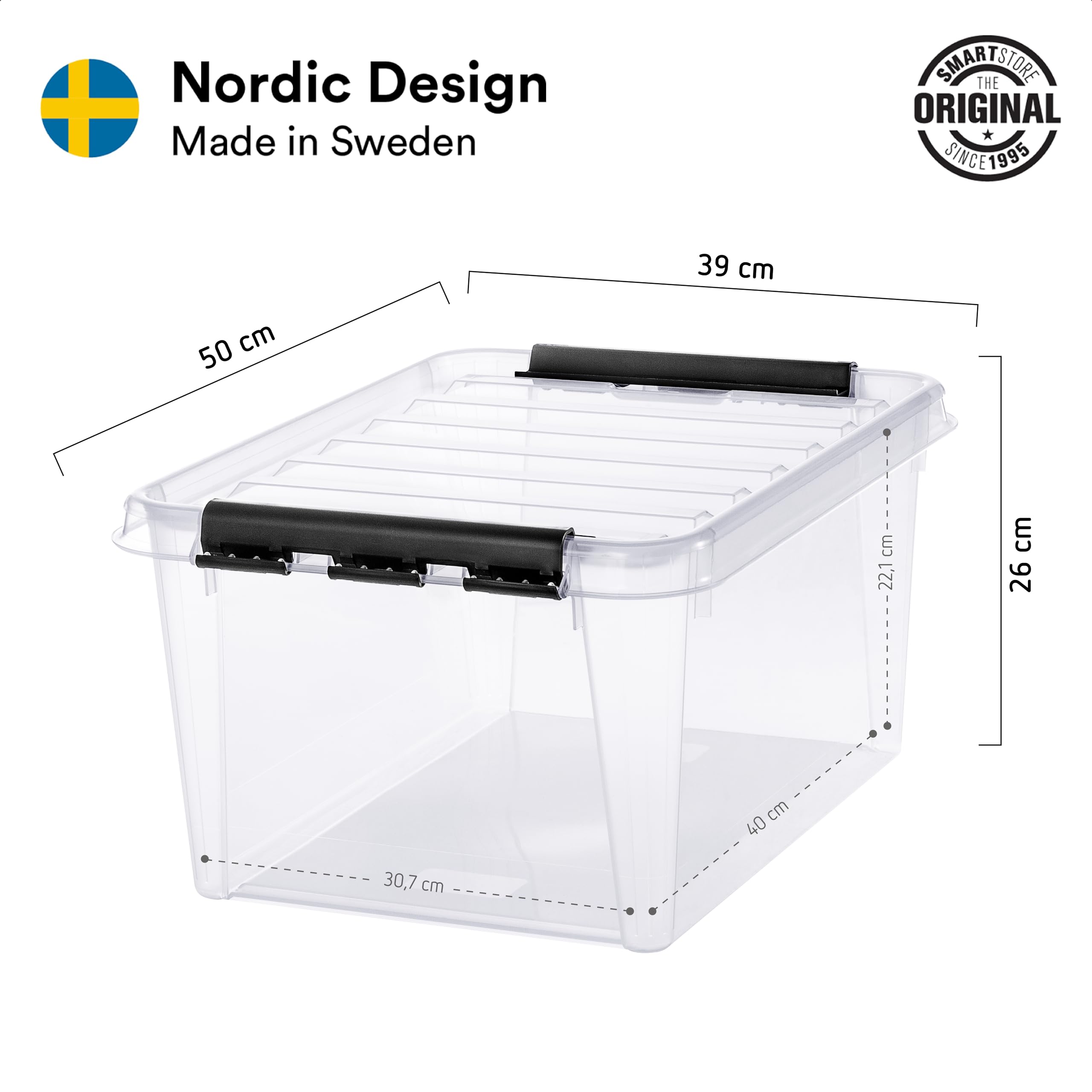 SmartStore 32L Clear Plastic Storage Boxes | 3 Pack Stackable Food Safe