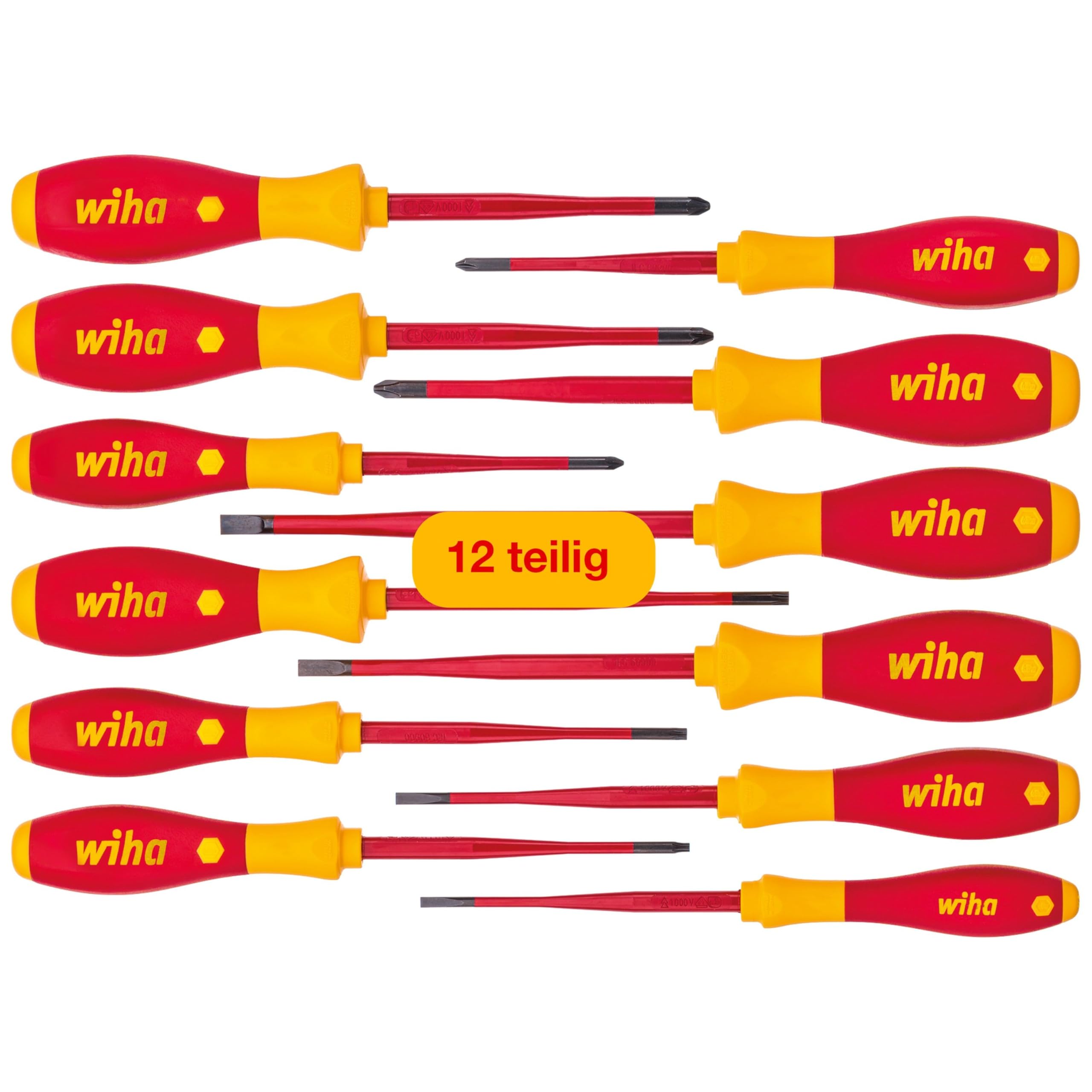 Wiha 3201K12 SlimFix 12pc VDE Insulated Screwdriver Set – Red/Yellow