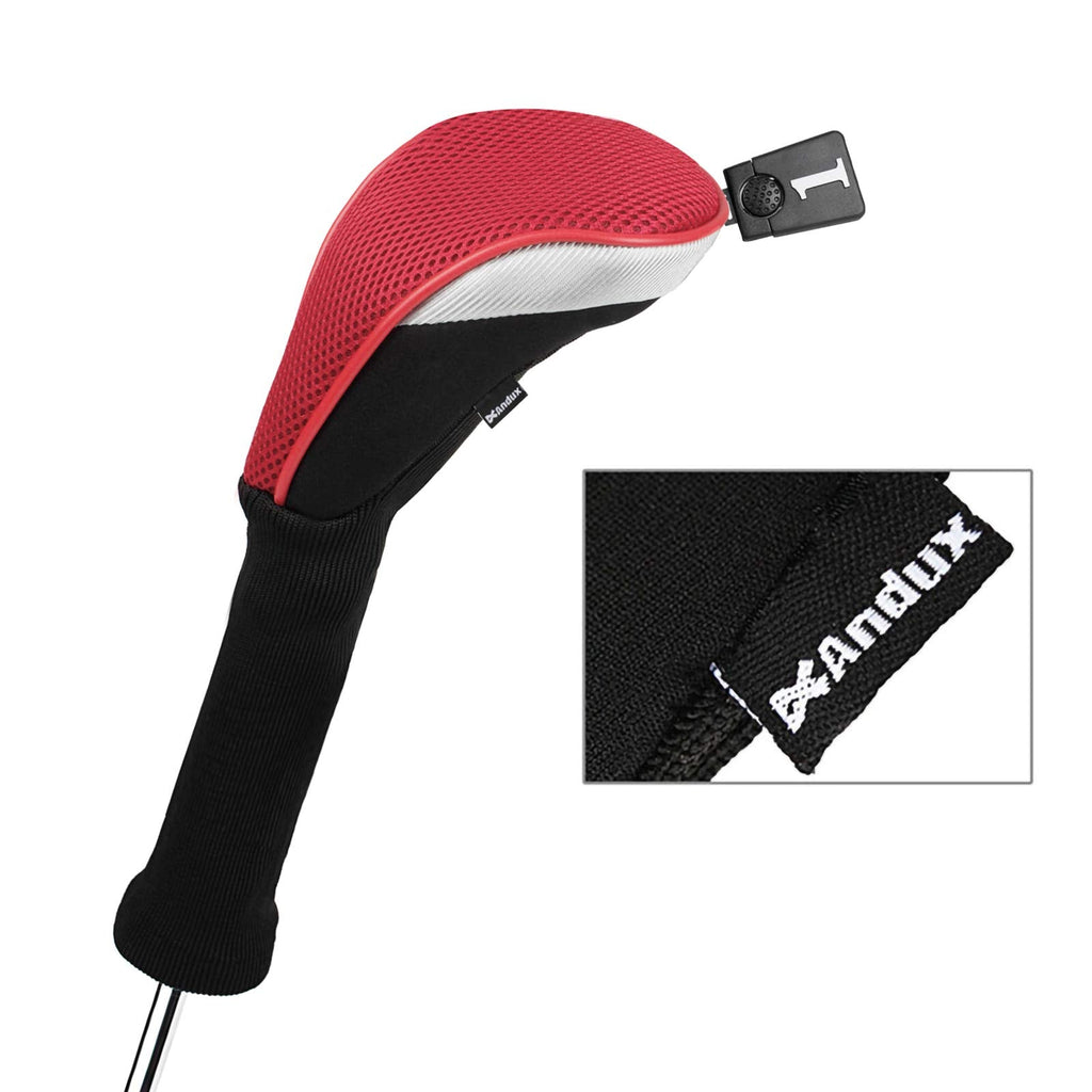 Andux Golf Wood Club Head Covers - 4pcs Set for 460cc Driver - Red