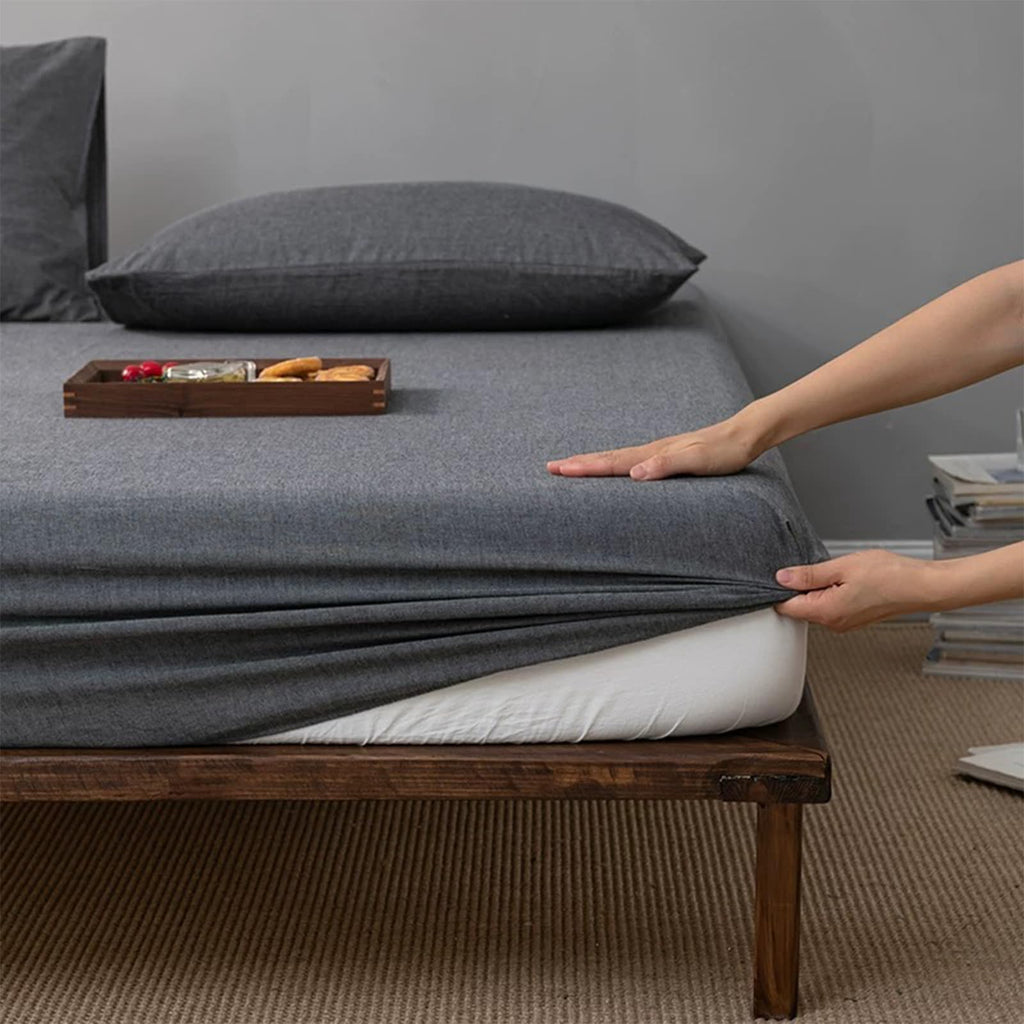 Simple&Opulence Super King Linen Cotton Fitted Sheet | 35cm Deep Pocket