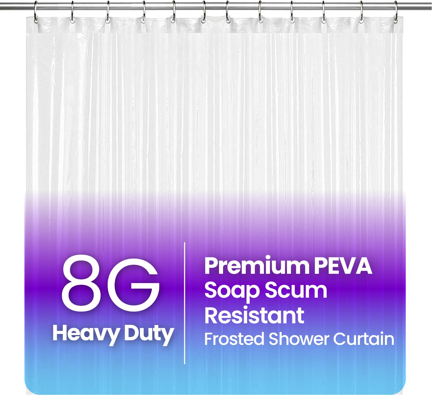 LiBa PEVA Shower Curtain Liner – Heavy Duty Waterproof Frosted 72 x 84