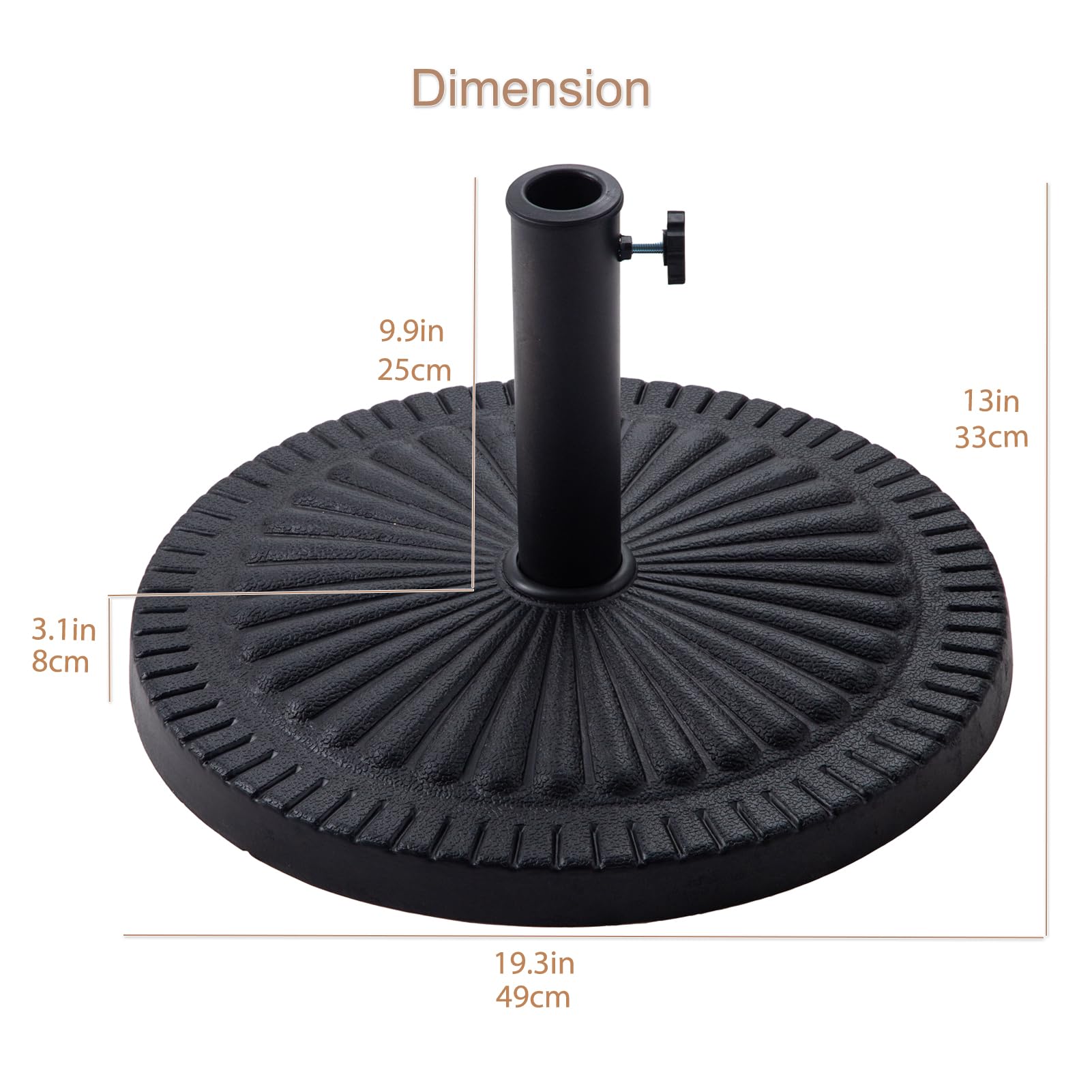 C-Hopetree 14kg Heavy Duty Patio Umbrella Base - Round Resin Stand