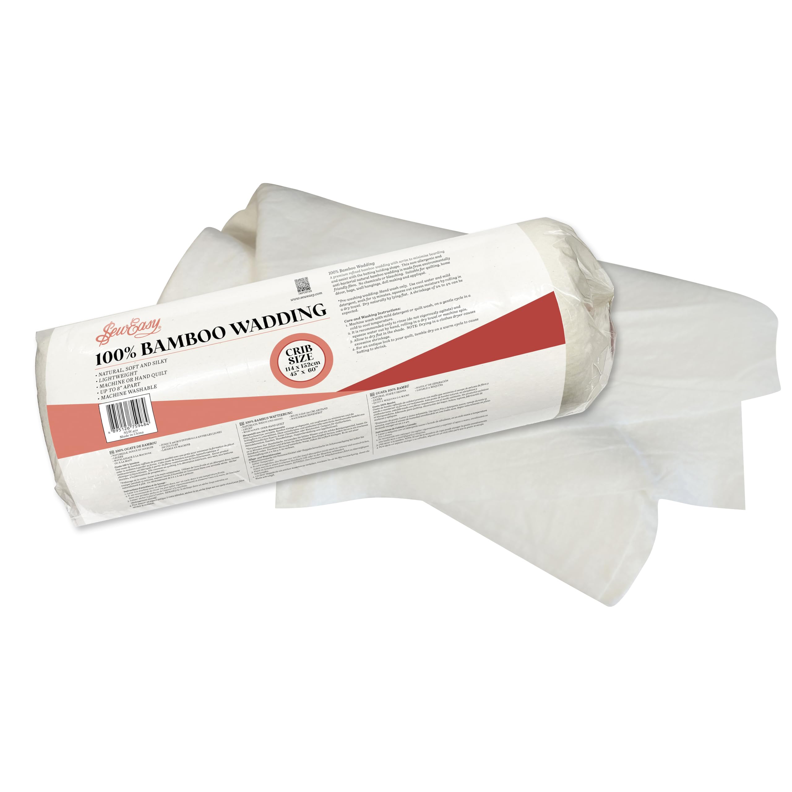 Sew Easy 100% Bamboo Wadding – Anti-Bacterial Quilting Batting Crib Size