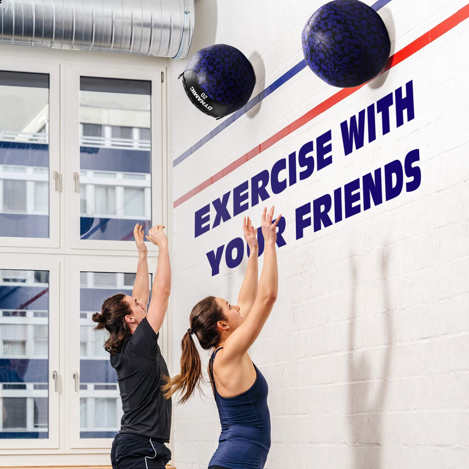 Yes4All 9 kg Dynamic Wall Ball - Soft Medicine Ball, Camuflaje Azul