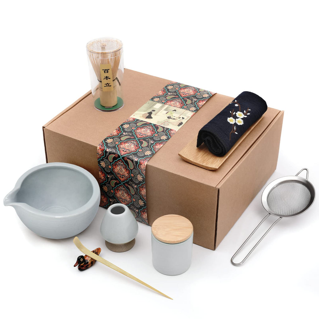 Artcome 9-Piece Japanese Matcha Tea Set with Pouring Spout Bowl & Whisk