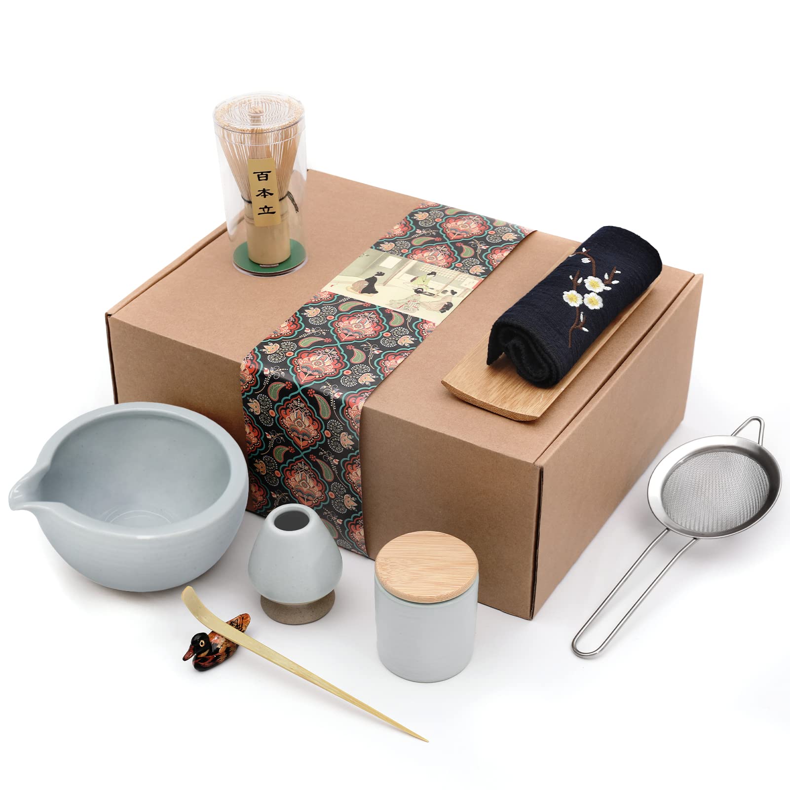 Artcome 9-Piece Japanese Matcha Tea Set with Pouring Spout Bowl & Whisk