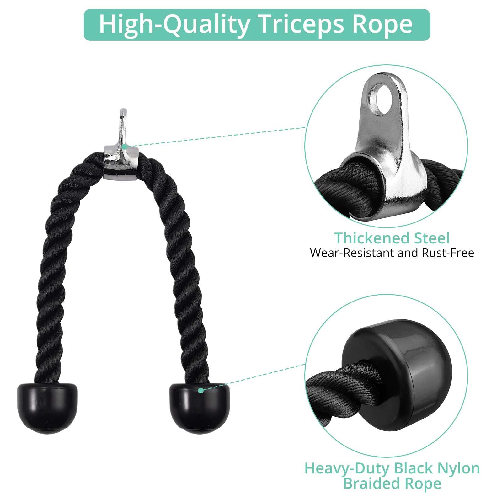 VINTEAM Cable Pulley System – DIY Home Gym LAT Pull Down with Tricep Rope
