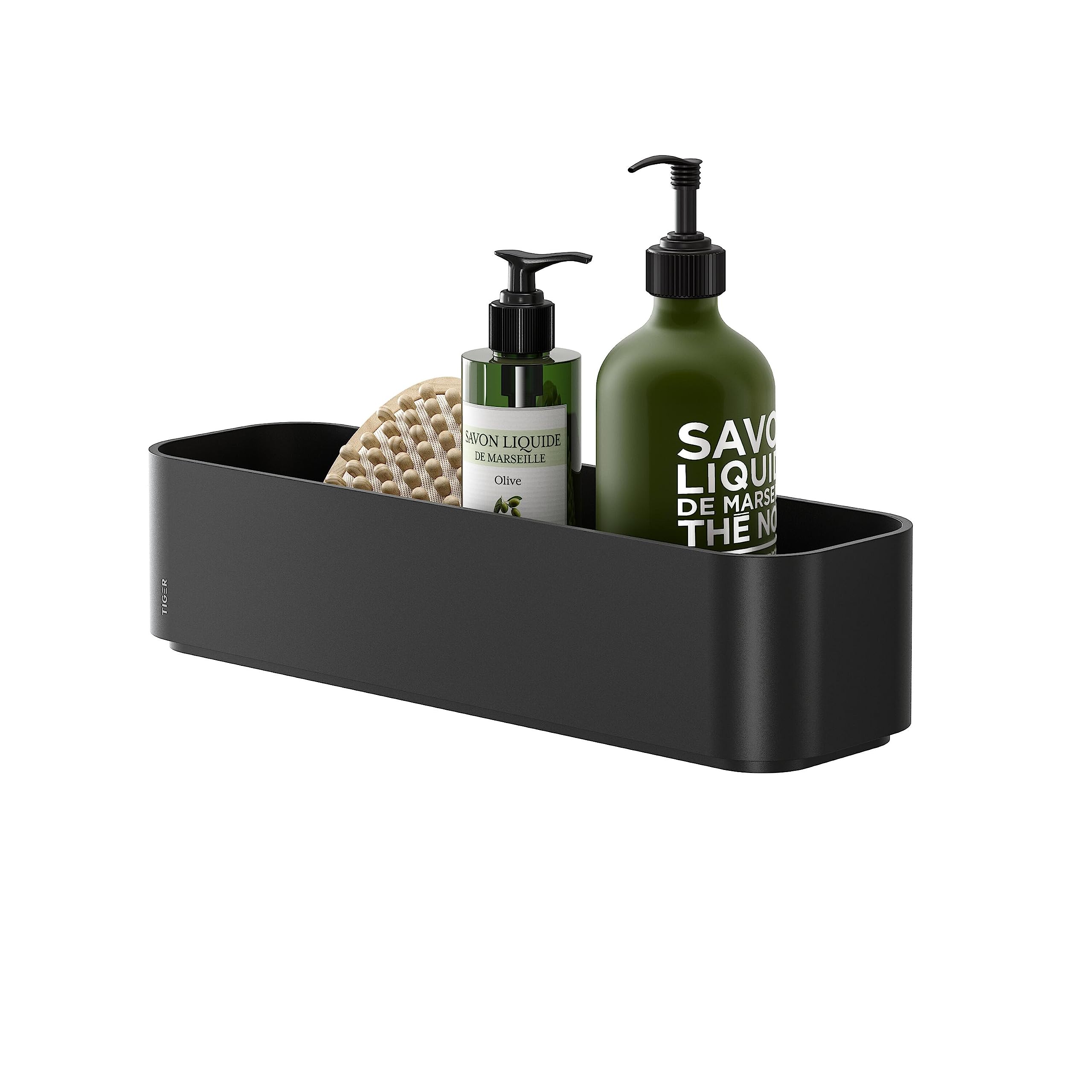 Tiger 2-Store Shower Basket | 35cm Black Wall Tray & Bathroom Rack
