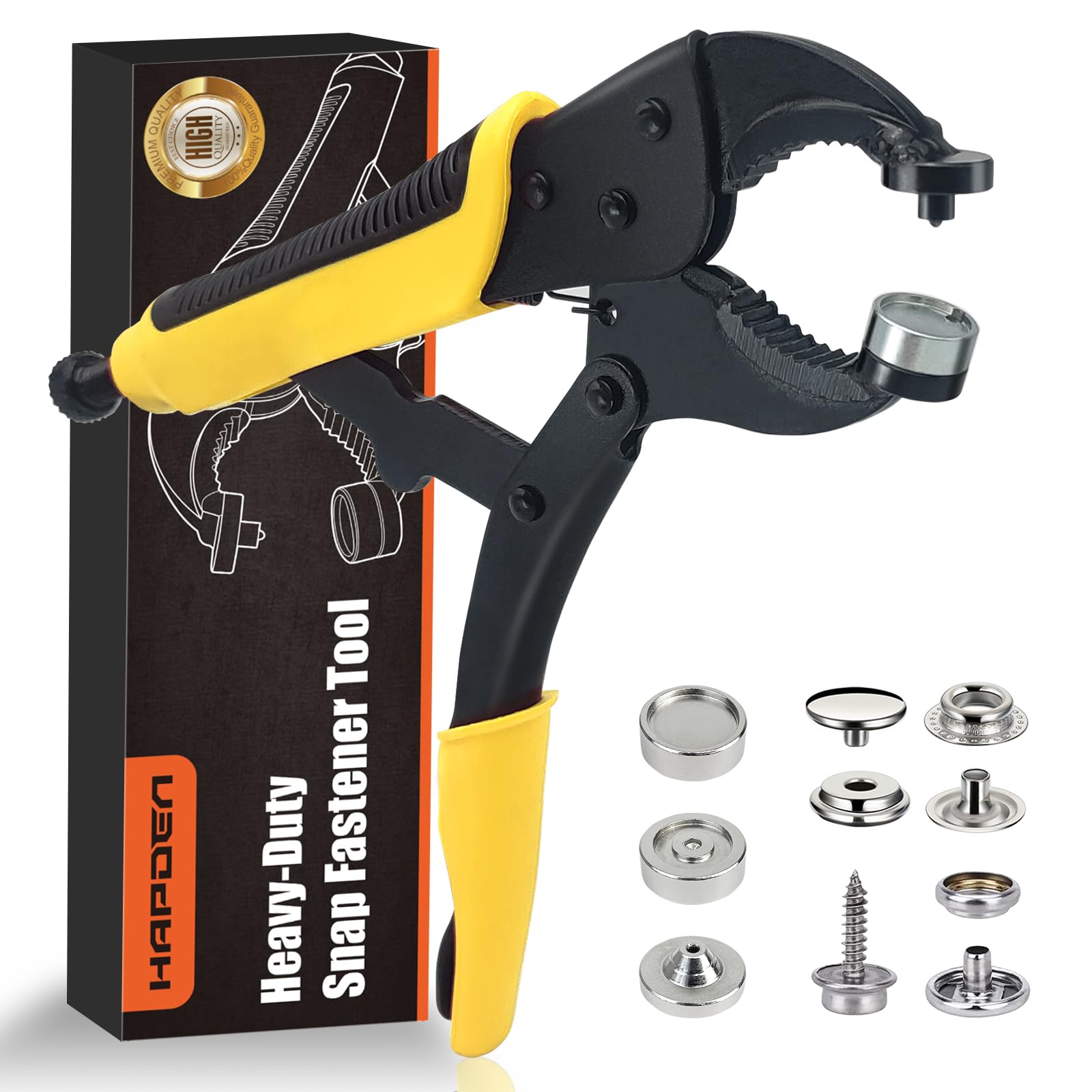 HAPDEN Heavy Duty Snap Fastener Tool Kit with 40 Sets 15mm Snaps