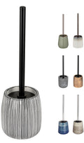 KW Pottery Ceramic Toilet Brush and Holder Black and White